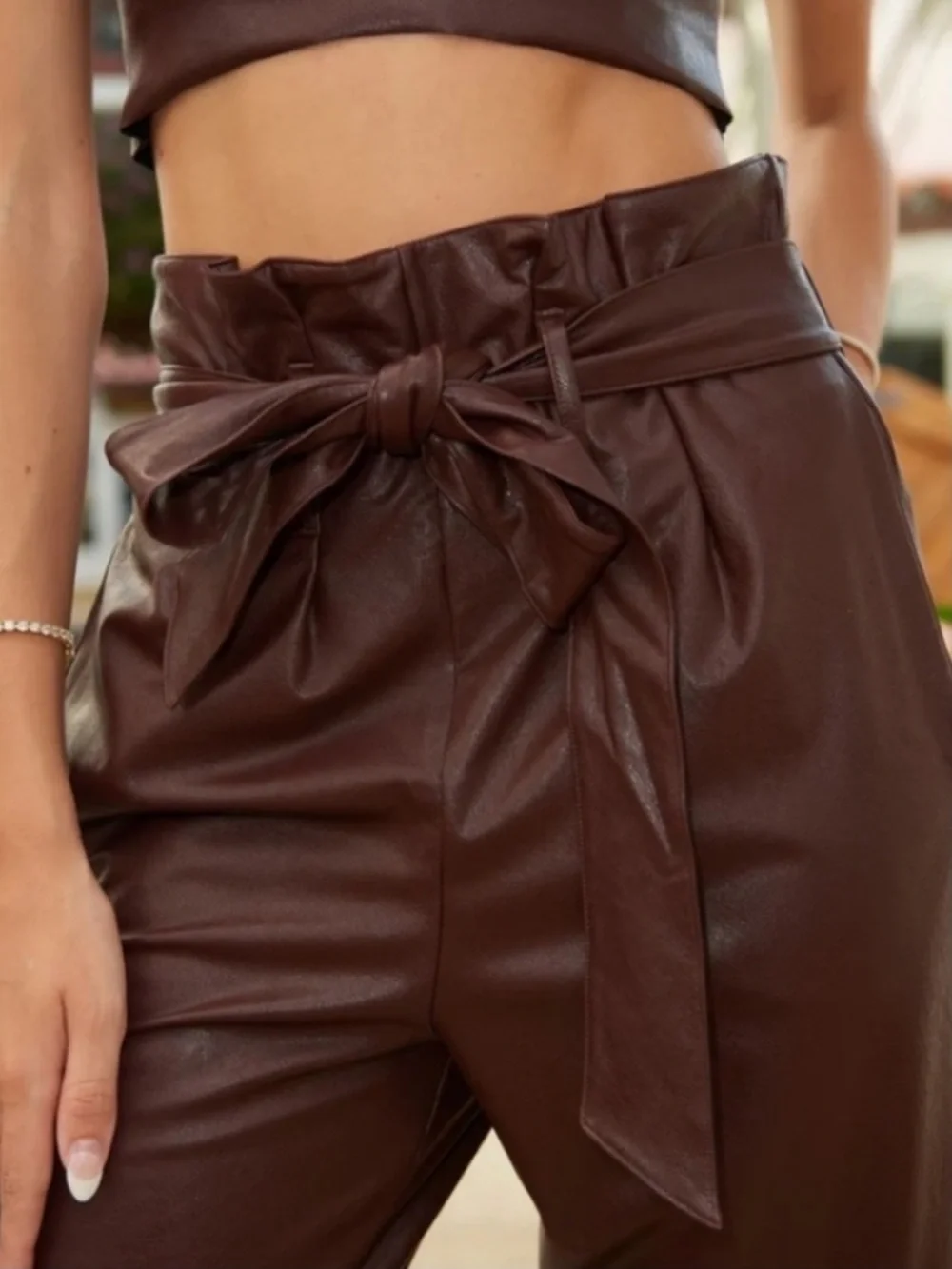 Commando Faux Leather Paperbag Pant Oxblood Red Maroon Size XS NWT New